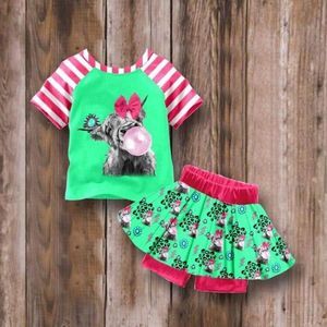 NEW BUBBLE BLOWING COW TWO PIECE SKORT SET